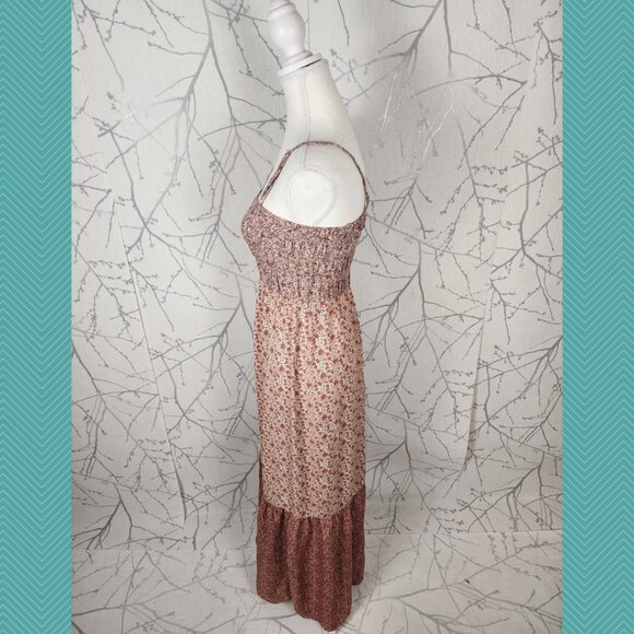 American Eagle Floral Print Smocked Tiered Strappy Maxi Dress - Picture 3 of 5